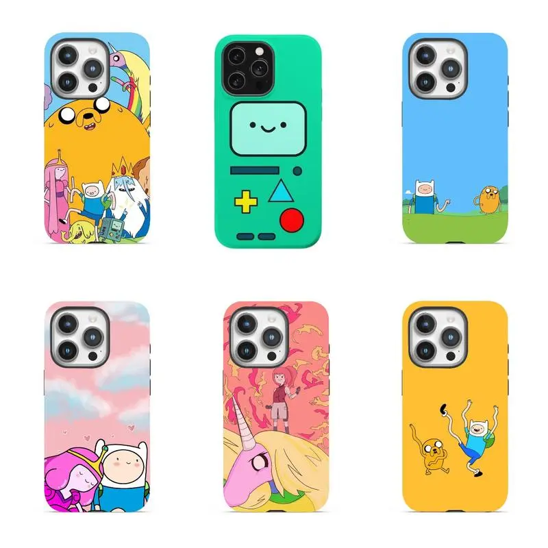 Cute Adventure Time character collage design fan art sturdy phone case, suitable for Cartoon Network fans, shockproof phone case Suitable for iPhone 17/16/15/14/13/12/11 Pro Max/Plus and  Samsung Galaxy S23FE/22/23/24/25