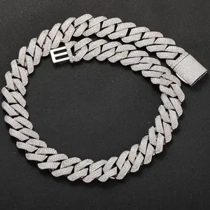 Hip Hop 20mm Three Rows Zircon Cuban Chain Dense Iced Out Necklace Fashion Brand Jewelry Trendy Men's Necklace gldmen'schain