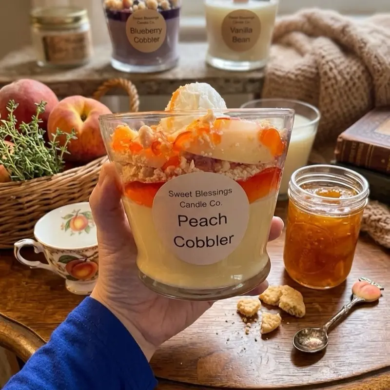 Sweet Blessings Candle Co. Peach Cobbler Candle - Aromatic Fragrance for Home Decor & Relaxation