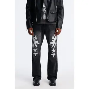 Stacked Slim Flare Blazing Star Jean - Black Wash