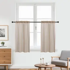 2 Pieces Basic Modern Sheer Window Valance, Rod Pocket Curtain for Kitchen, Café, Dining, and Bathroom Decor Available in Red/Green/Blue/White/Black/Khaki/Yellow/Purple