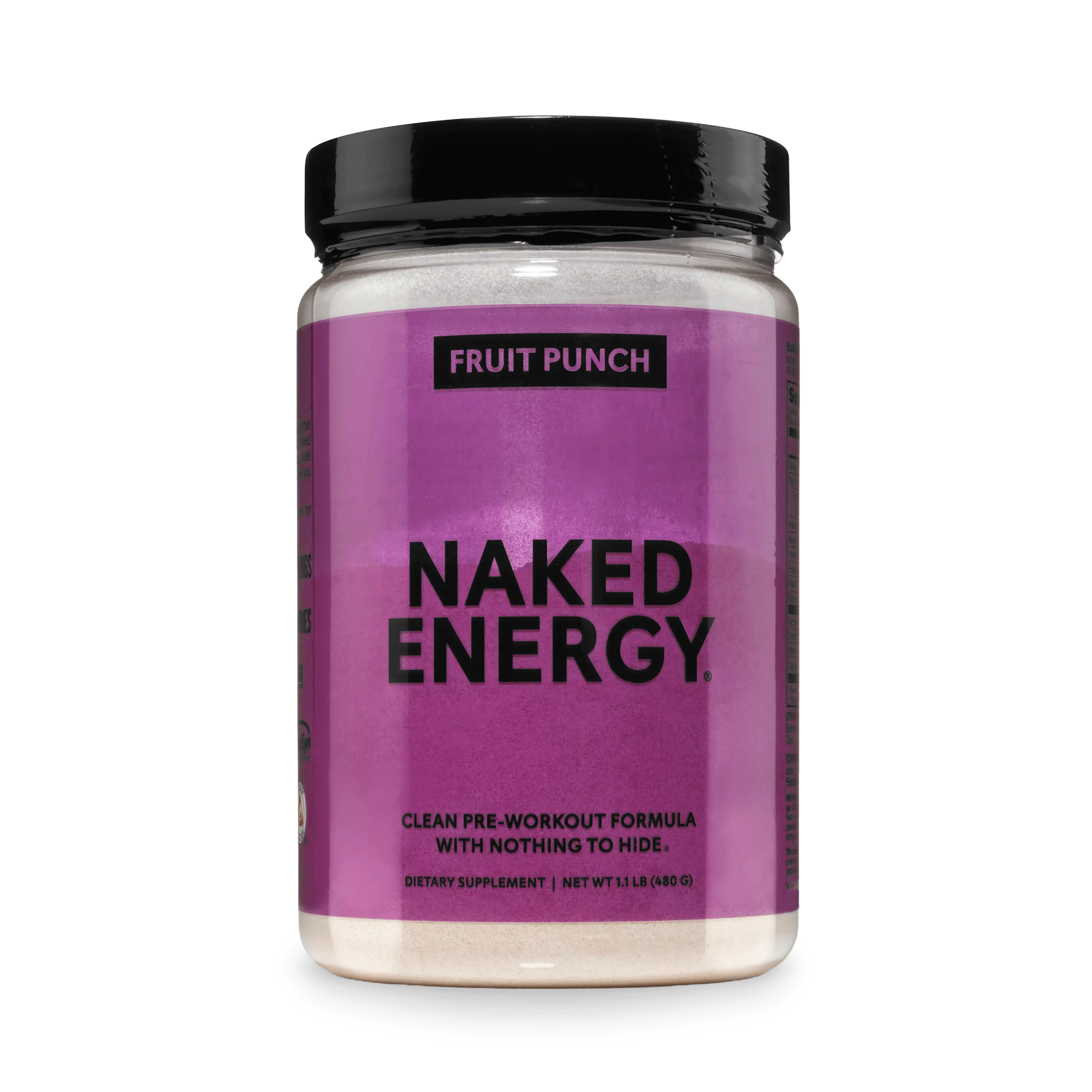 Naked Energy - Fruit Punch Pre Workout Supplement - 30 Servings - Vegan Formula for Energy Strength & Power with Creatine, Arginine & Beta-Alanine - No Additives or Artificial Sweeteners - 30 Servings