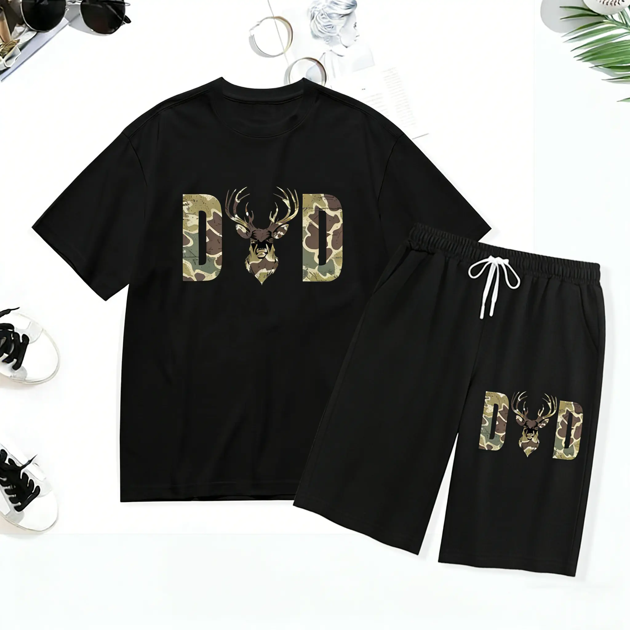 Women's Camouflage Dad Hunting Hoodie - Soft Cotton Pullover Jumper with Deer Graphic, Pockets, Universal Sportswear, Outdoor Casual Sweatshirt, Father's Day Gift, Tops