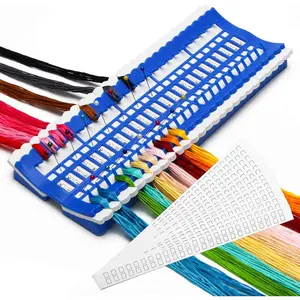 50 Positions Floss Organizer Embroidery Shelf, Luxiv Thread Organizers for Cross Stitch Embroidery Thread Holder with 15P Replaceable Paper Card, Embroidery Floss Organizer (Blue, 50 Positions)