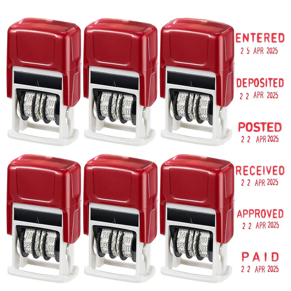 Office Stamp Re-Ink Text Date Stamper, Accurate Date Imprinting, Automatic Rubber Date Stamper with Automated Stamping, Approved, Deposited, Paid, Input, Published Phrases & Dates, Reducing Manual Entry, Office Supplies