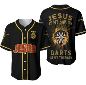 Jesus and Dart Baseball Jersey, Jesus Baseball Jersey, Jesus Christian Apparel, Christian Gift, Faith Shirt, Jesus Shirt Gift