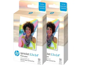 HP Sprocket 2.3" x 3.4" Premium Zink Sticky Back Photo Paper (100 Sheets) Camera Smartphone