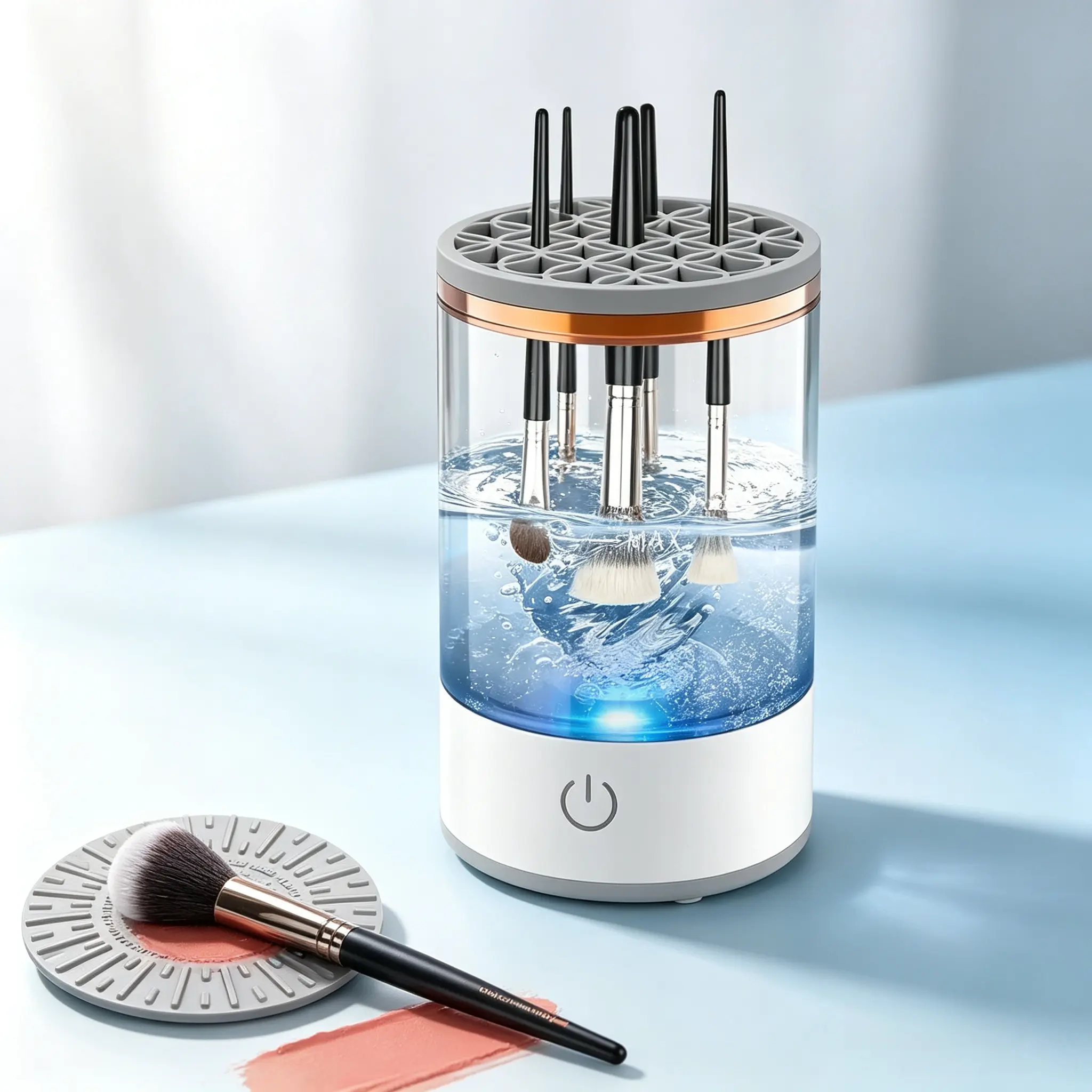 Automatic Electric Makeup Brush Cleaner Machine USB Portable Makeup Brush Cleaning Tool Fast Deep Clean Dry All Size Cosmetic Brushes Set Efficient Makeup Brush Washing Cleaner for Beauty Brushes