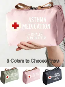 Practical Medical Bag/cosmetic Bag, Asthma Medicines Inhaler Cross Mark, Compact Durable Waterproof, Suitable for Students Mothers Travelers, Portable Cosmetic Pouch, Cosmetic Travel Bags