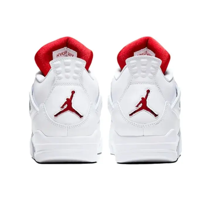 Brand New Sealed Retro 4 White Red Sneakers Unisex Cushion Basketball Sports Shoes With Original Shoe Box