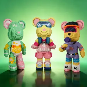 OZTZ Music Ganmi 4500 Piece Bear Building Blocks,Construction Set with Secret Drawer,Bear Toys,Birthday Gift,building sets,Educational Building Blocks,Trend Decoration,Cool,Family Bonding,children's gift exchange,Easter gift,Valentine's Day gift