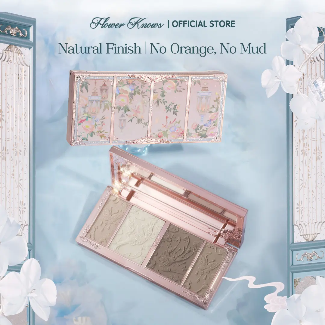 Flower Knows Butterfly Cloud Collar Embossed Highlight & Contour Palette, Made for Cool Shades, Neutral for Sculpting, Bronzing, and Shading, Natural Facial Contouring Makeup Palette, Long Lasting Buildable Concealer Powder, #Summervibes, Beauty Cosmetics