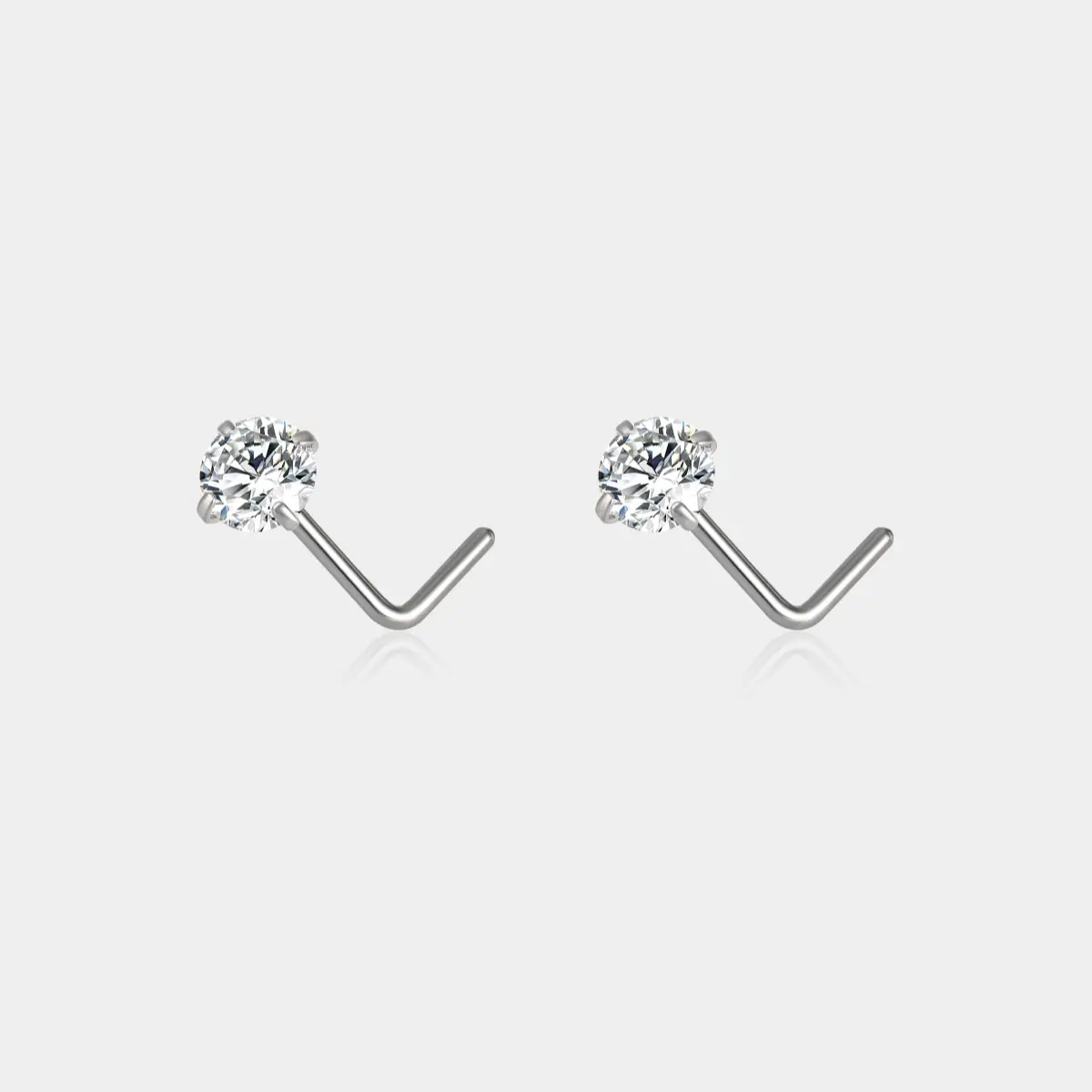 OUFER Titanium Nose Rings Studs, 2PCS 20G L-Shape Nose Piercing Body Jewelry, Body Piercing Jewelry, Double Nose Piercing