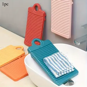 1pc Mini Portable Mini Non-Slip Plastic Washboard - Compact Hand Washing Board for Underwear, Clothes, and Laundry with Easy Grip Handle for Home and Household Use Home Goods Household Items (Blue)