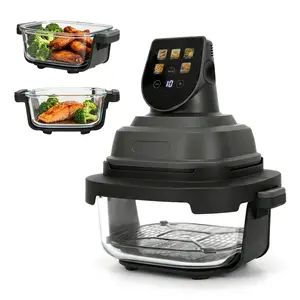 5-in-1 Glass Air Fryer Upgraded Toaster Oven 1500W Multifunctionality Adjustable Temp Time Freezer Dishwasher Safe Kitchen Appliances Multifunctional Machine