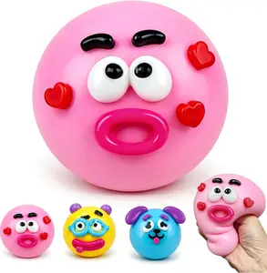 NEW Smushers Squishy, Cute Easy Squeezy Squishy Funny Face Swap Fidget Toys, Soft Moldable Slow Rising Squishy Stress Ball, Fun Sensory Toys for Adults Anxiety Relief (1, Pink)
