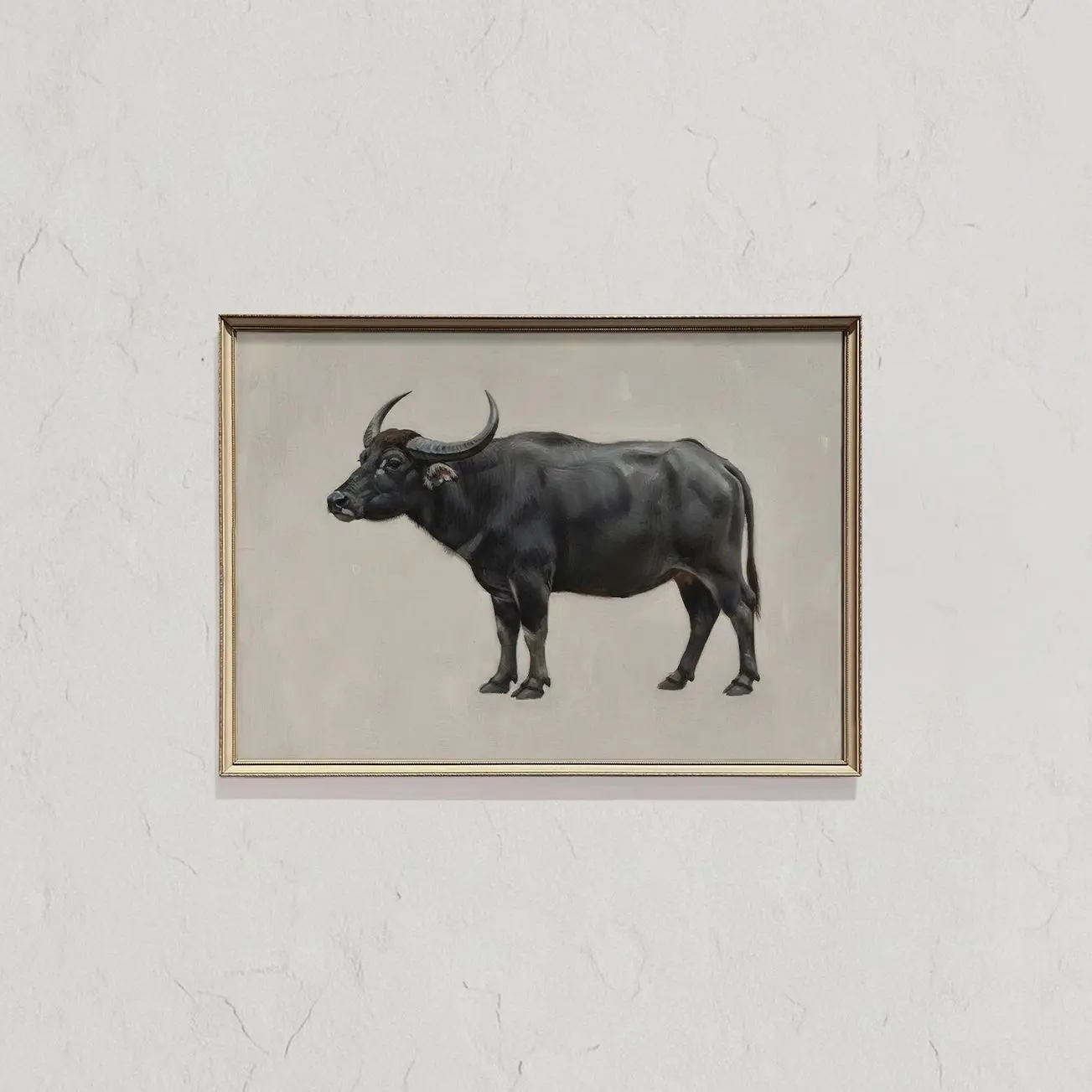 Philippine Carabao Wall Art, Vintage Water Buffalo Oil Painting, Rustic Farmhouse Animal Print, Country Home Decor, Filipino Farm Artwork | Unframed 5