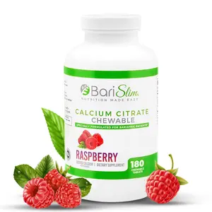 BariSlim Bariatric Calcium Citrate Chewable Tablets with Magnesium & Vitamin D | 500mg Calcium | Raspberry Flavor | Post Surgery Bone & Muscle Support