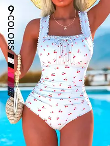 New High-End Sexy One-Piece Quick Drying Swimsuit, Breathable Quick-Dry, Belly Concealing, Slimming Ruffled Lace, Backless Design, Women's Swimwear