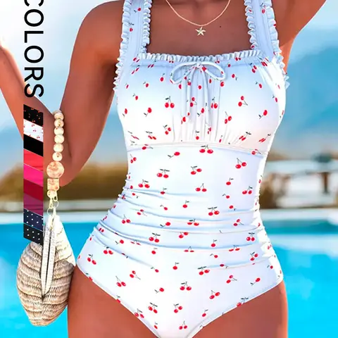 New High-End Sexy One-Piece Quick Drying Swimsuit, Breathable Quick-Dry, Ruffled Lace, Backless Design, Women's Swimwear, Swimwear Clothes