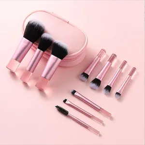 Mini Makeup Brush Set with Storage Case, Makeup Brush Kit, 10pcs/set Professional Soft Bristles Makeup Brushes, Portable Travel Cosmetic Brushes for Face & Eye Makeup
