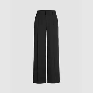 Cider [3 colors, size 2-26] Mid Waist Pleated Straight Leg Trousers