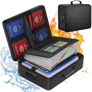 Fireproof Document Box with Lock, Document Organizer with Zipper,Heat Insulated Accordion File Organizer,Portable File Box for Important Documents,Files,13 Pockets