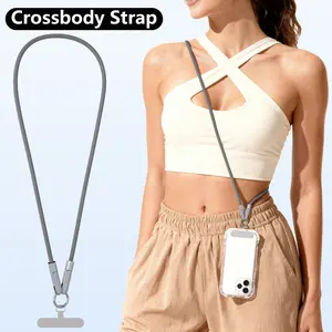 2-in-1 Fashion Phone Lanyard & Fast Charging and Data Cable  | 47.2" Braided Crossbody Strap | USB-C / Lightning / USB-A | Gray | Compatible with iPhone, Samsung, Android, Pixel, Smartphone |  Durable &  Portable | USB-C Nylon Cable | Hands-free carrying
