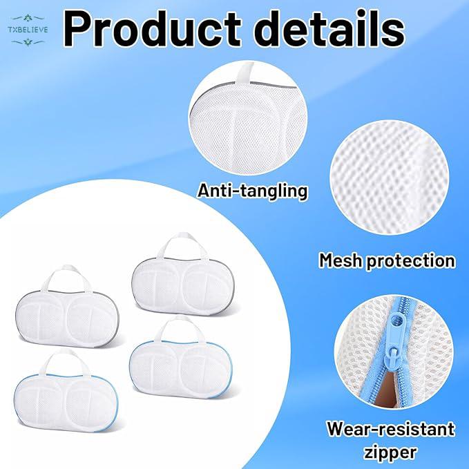 Home bra laundry bag, spherical protective laundry bag, suitable for machine washing, anti-deformation bra bag (Blue/Grey)