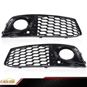 Fit For Audi A4 2008-2012 Pair Front Bumper Fog Lights Mesh Grille Cover Grill