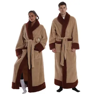 Unisex Colorblock Blanket Robe, Oversized Thickened Long Sleeve Design with Pockets, Casual Style Homewear Loungewear for Spring Autumn Winter