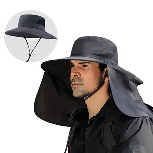 2Pack All Terrain Sun Hat Outdoor UPF50+ Waterproof Fishing Camping Hat with Adjustable Neck Flap and Breathable Mesh