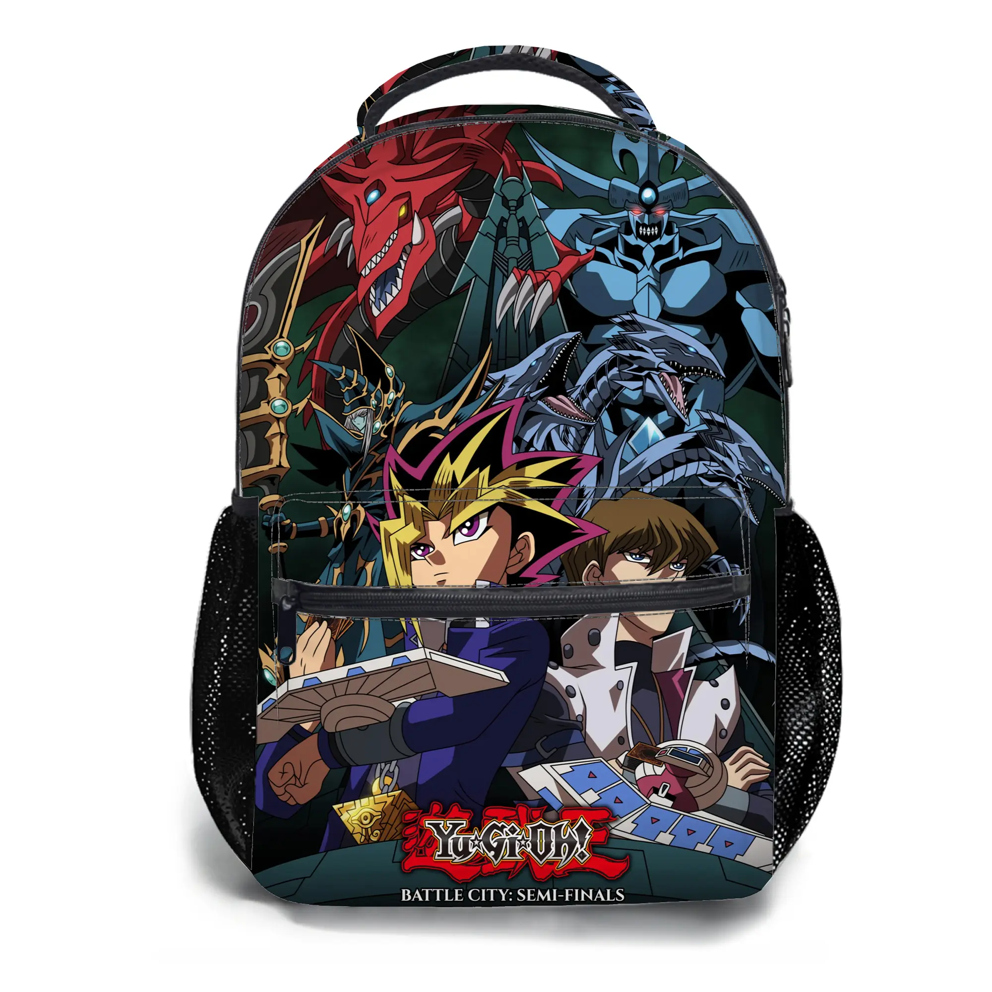 Yu-Gi-Oh! Backpack with Top Handle, Official Anime Artwork, Cute Aesthetic Lightweight Classic Bookbag, Padded Adjustable Straps, Safety Details, Backpacks for School Teens (A-80), Anime Style, Geek Bag, One Size