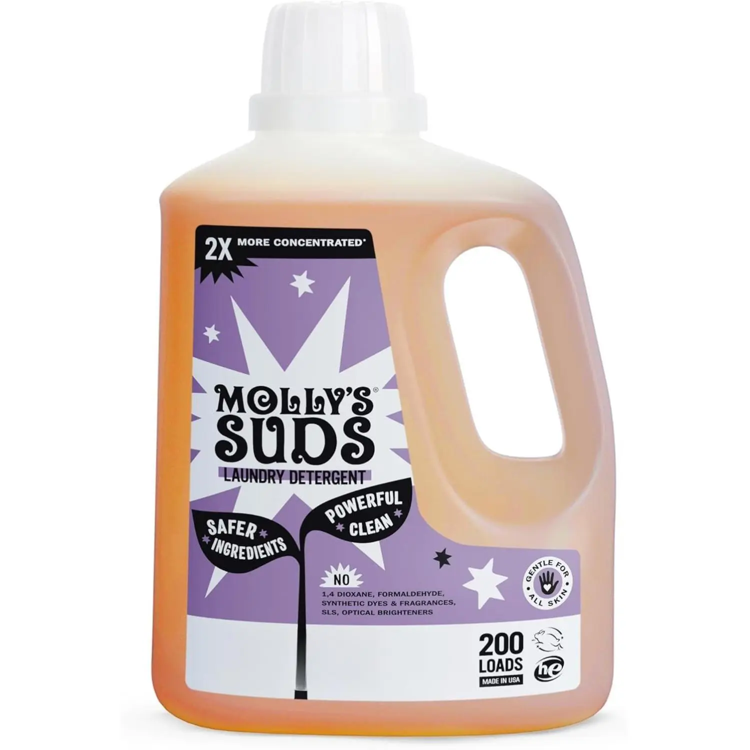 Liquid Laundry Detergent | Clean Laundry Detergent Soap for Sensitive Skin | 2x Concentrated, High Efficiency (HE) (Lavender - 200 Loads)