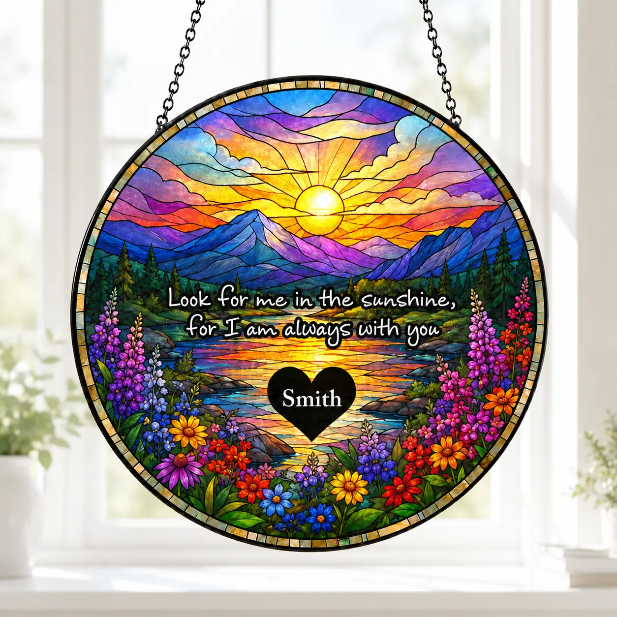 Custom Memorial Faux Stained Glass Suncatcher, Loss Of Mom Ornament, Dad Remembrance Keepsake, In Loving Memory Loss Of Dad Gift, Memorial Window Decor, Memorial Suncatcher, remembrance gift