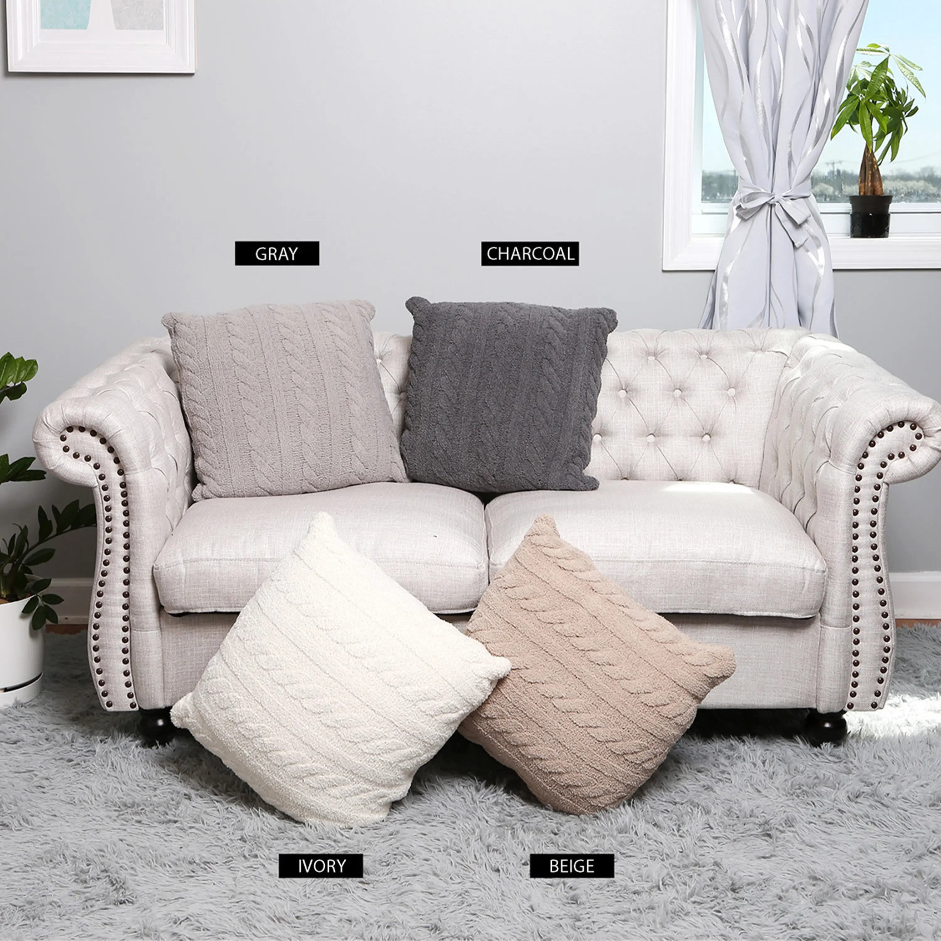 ComfyLuxe Solid Color Braided Cable Knit Luxury Soft Cushion Cover