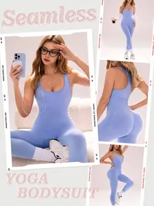 Women's Sexy Thigh Cut-Out Gym Onesie High Elastic Slimming Hip Lifting Fitness Clothing Abdomen Shaping Sports Wear Tummy Control Jumpsuit Yoga Jumpsuits