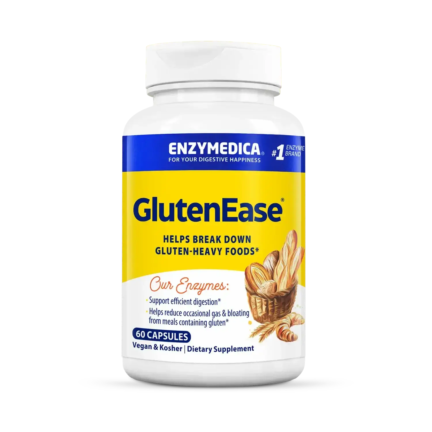 Enzymedica GlutenEase - Digestive Enzyme Supplement for Women & Men, Gluten & Casein Sensitivity Support, Enzymes for Digestion & Gut Health, Helps Gas & Bloating