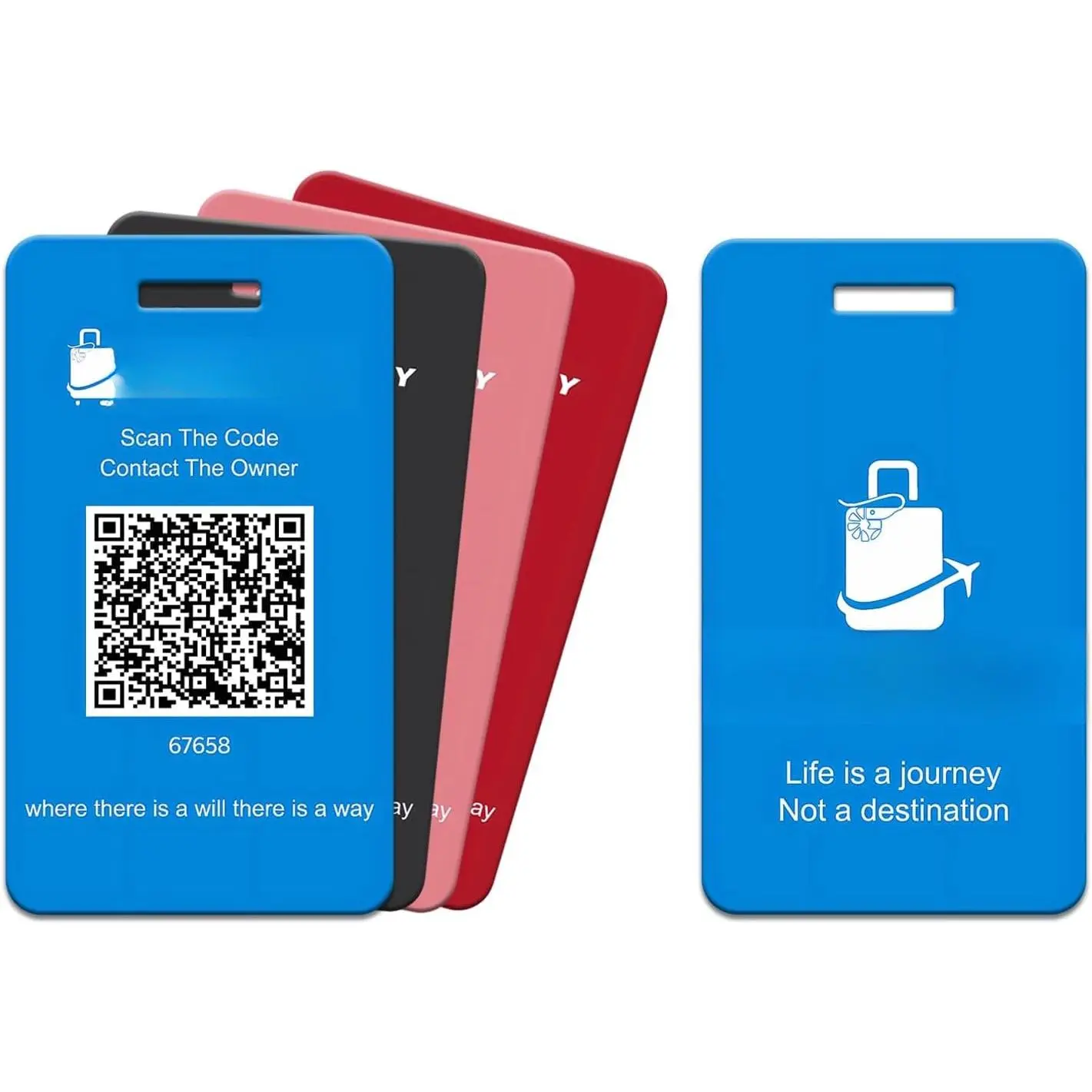 Luggage Tags for Suitcases, 4 Pack QR Code  Information Luggage Tag, Steel Ring,  Easy Identify Personalized Luggage Tag, No App or Subscription Needed (Includes 4 Colours)