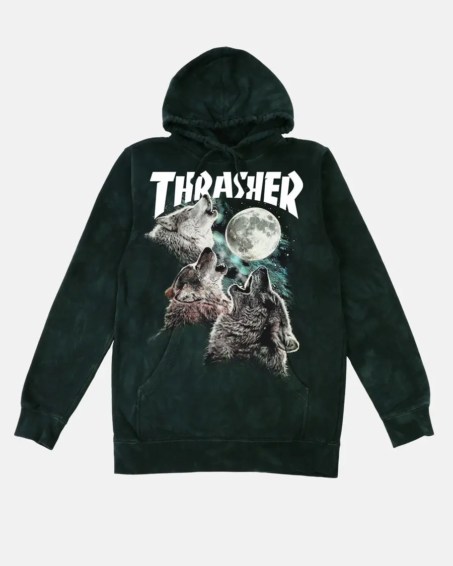 THRASHER WOLVES HOOD - WASHED BLACK