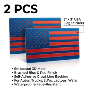 Yitape 2-Pack 3D American Flag Car Sticker, Car Decals, Sticker For Cars, 4mm Thick Acrylic Cut, Tactical Matte Military Emblem, Strong Self-Adhesive, Fits Cars Trucks Suvs
