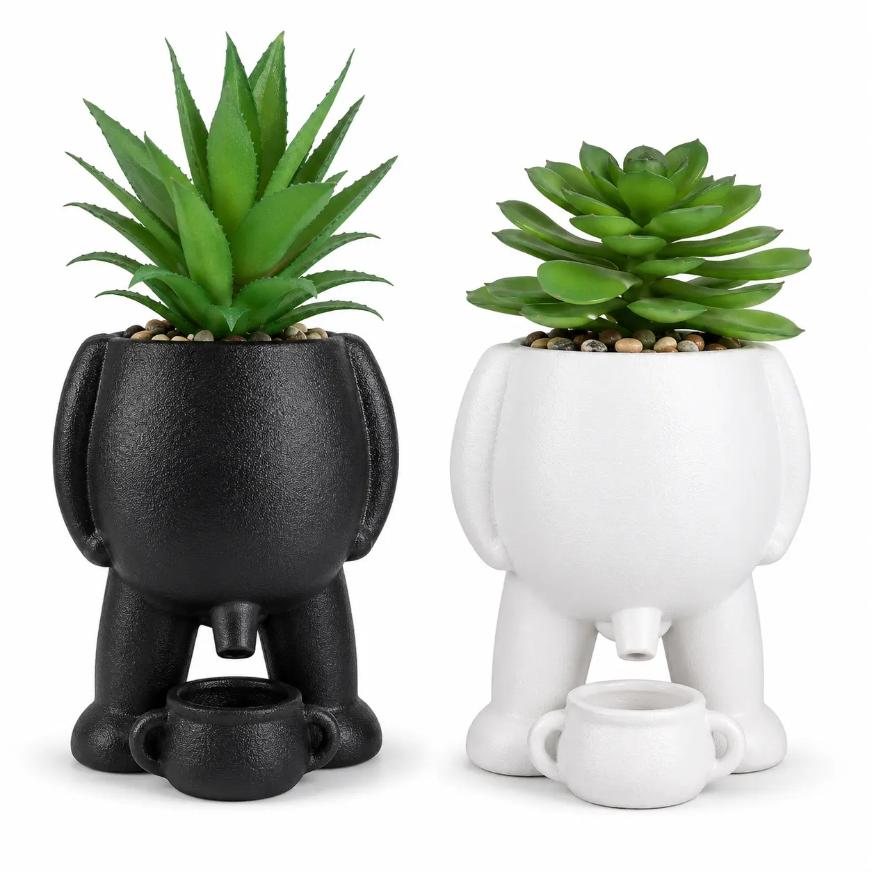 Man Peeing Ceramic Succulent Planter - Funny Compact Flower Pots & Planters, Easy-to-Place Novelty Pot for Cactus, Small Plants, Home or Garden Decor for Balcony, Windowsill