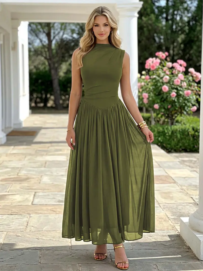 army green satin dress - TikTok Shop