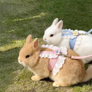 Zoomie Zone Adjustable Bunny Harness and Leash - Comfort Fit Soft Breathable Mesh Pet Walking Vest, Escape-Proof Design for Small Rabbits