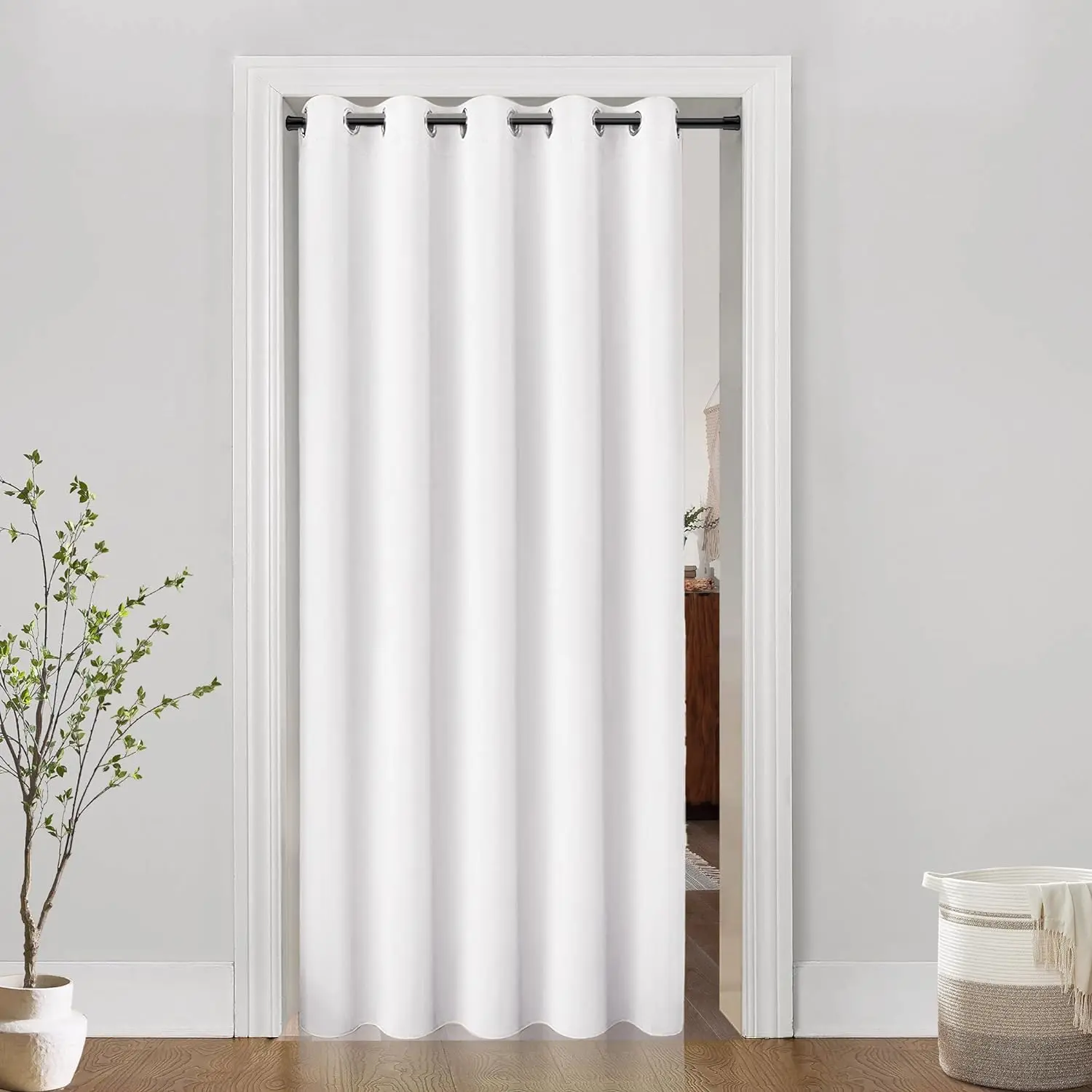 Sliding Door Curtains 60 inches Wide by 80 Inch Length,Patio Door Curtain Blinds for Sliding Glass Doors or Closet Doors,1 Panel,White