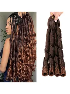 24 Inch French Curl Braiding Hair 2 Packs Pre Stretched French Twist Loose Curly Braided Hair for Women French Curls Synthetic Hair Extensions Loose Wavy Wave