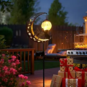 Solar Cat and Moon Light for Garden and Patio, Waterproof Warm LED Solar Landscape Lamp, Solar Garden Lights, Fence Torch Style Outdoor Decoration, Holiday Gift