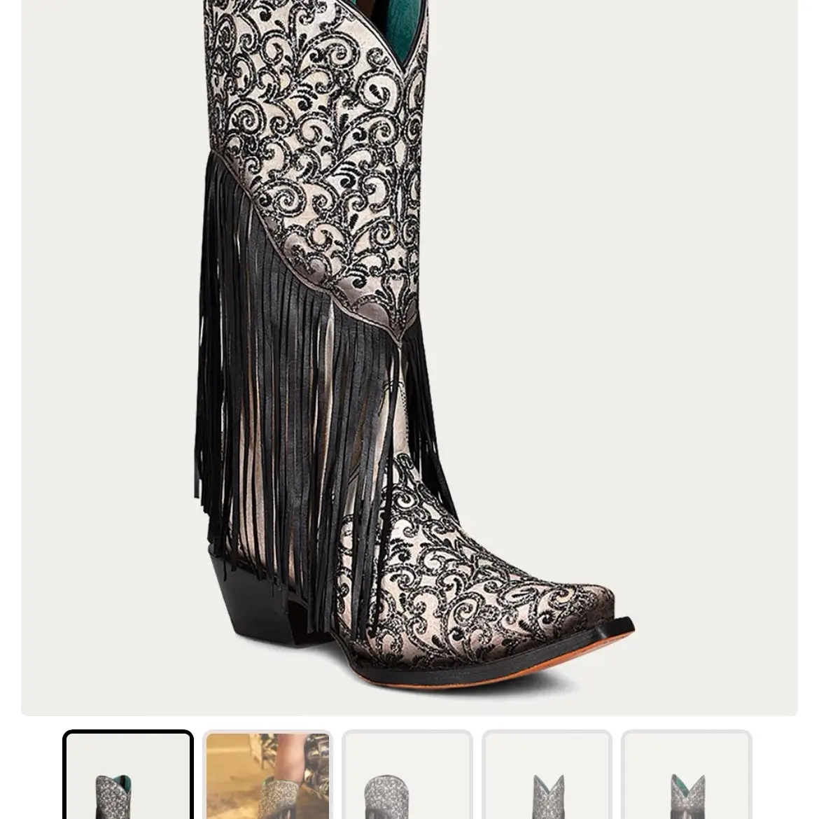 Black and White Corral Tassel Boots Snip Toe