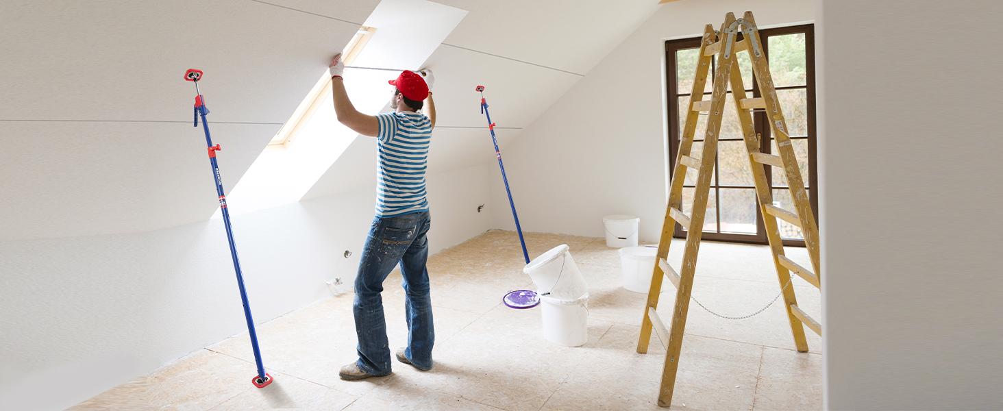 #fathersdaygift WORKPRO Cabinet Jack Support Pole, Steel Telescopic Quick Support Rod Adjustable 3rd Hand Support System with 154 lbs Capacity for Cabinet Jack, Drywall Jack& Cargo Bars