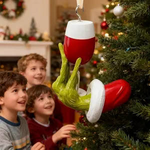 Christmas Decoration: Grinch's Christmas Hand-made Interesting Wine Glass Hanging Ornaments, Home Decor Ornaments